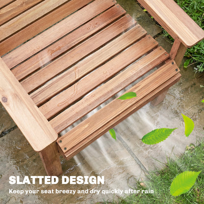 Wooden Garden Dining Chair, Outdoor Chair Garden Armchair with Curved Seat and Wide Armrests, Natural Wood Finish