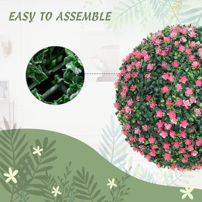 Set of Two Artificial Boxwood Balls Plants - Pink
