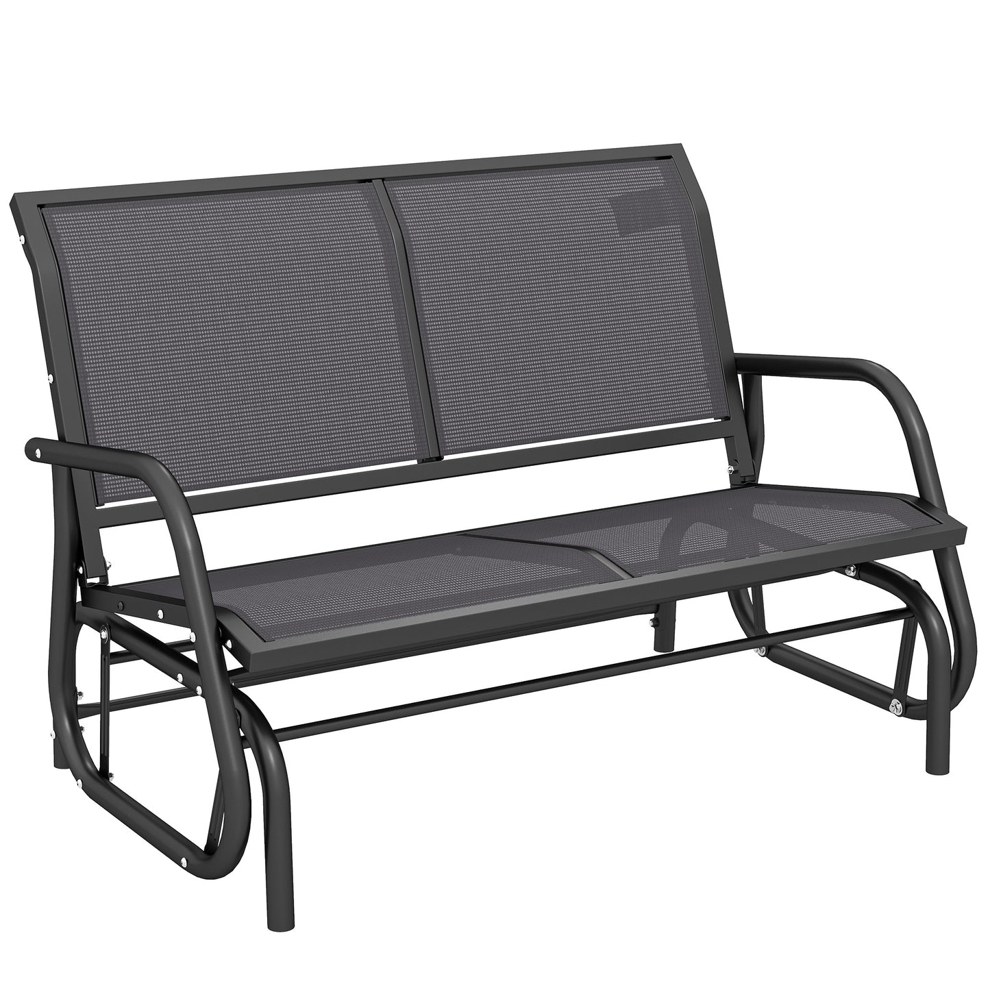 2-Person Outdoor Glider Bench Patio Double Swing Gliding Chair Loveseat w/Power Coated Steel Frame for Garden Patio Porch