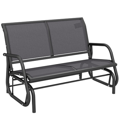2-Person Outdoor Glider Bench Patio Double Swing Gliding Chair Loveseat w/Power Coated Steel Frame for Garden Patio Porch