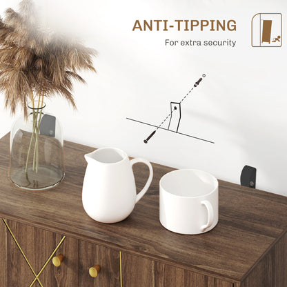 Sideboard Storage Cabinet with Golden Lines, Modern Luxury Living Room Cabinet with Adjustable Shelf, Steel Harpin Legs