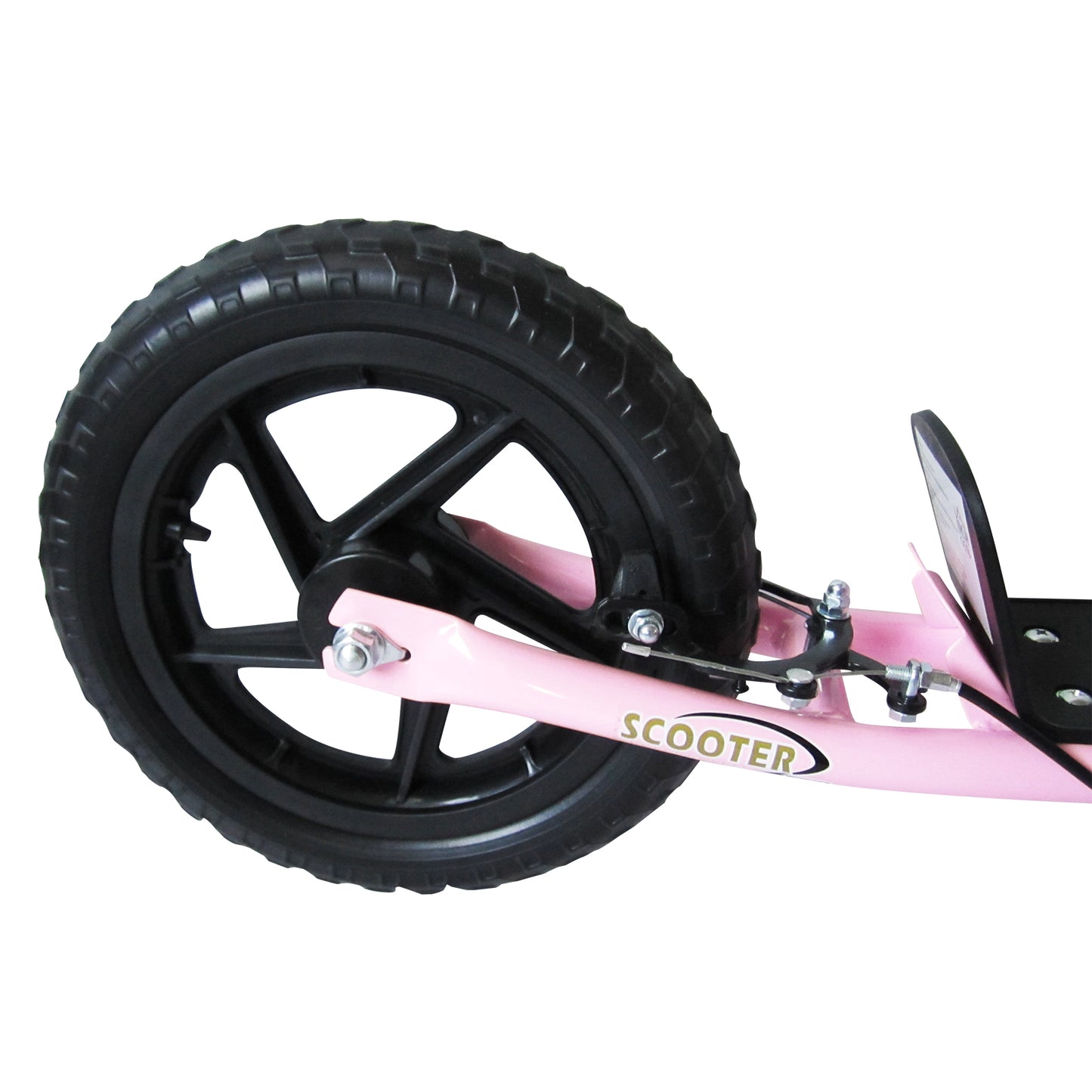 Kids Scooter Kick Scooter, with 12" EVA Tyres, Rear Brake, Big Wheels Scooter for 5-12 Years , Pink
