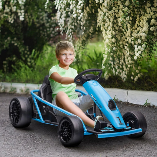 24V Electric Go Kart for Kids with 2 Speeds - Blue / Black