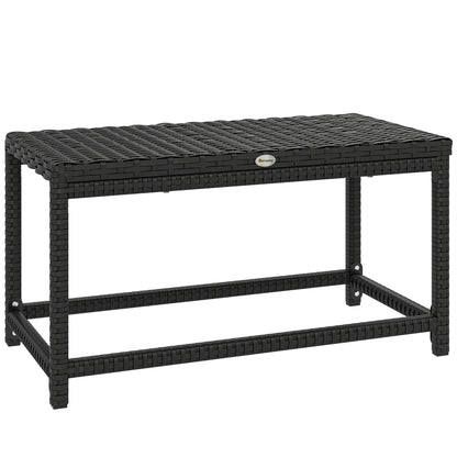 Outdoor Coffee Table Side Table with Rectangular Frame for Patio, Balcony, Black