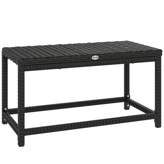 Outdoor Coffee Table Side Table with Rectangular Frame for Patio, Balcony, Black