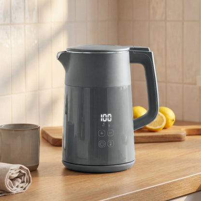 Electric Kettle, 1.7L Fast Boil 3kW Water Kettle with UK Strix Thermostat, LED Display, Keep Warm Function, Grey