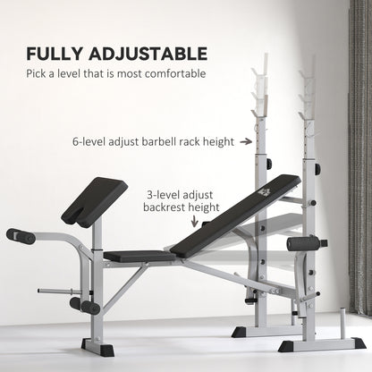 Adjustable Weight Bench with Squat Rack, Heavy Duty Bench Press Rack with Preacher Curl Pad, Leg Developer, Barbell Rack