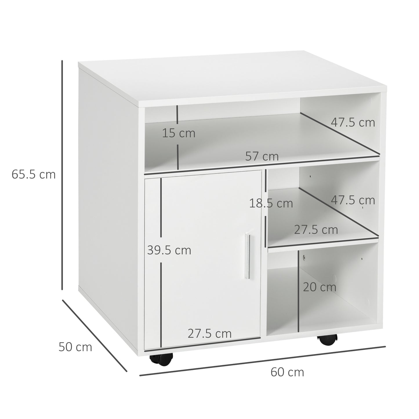 Multi-Storage Printer Stand, Mobile File Cabinet with Shelves