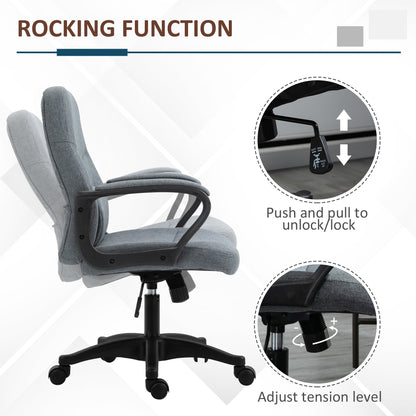 Office Chair, Fabric Desk Chair Mid Back Work Study Chair with Massage Lumbar Support, Adjustable Height and Swivel Wheels