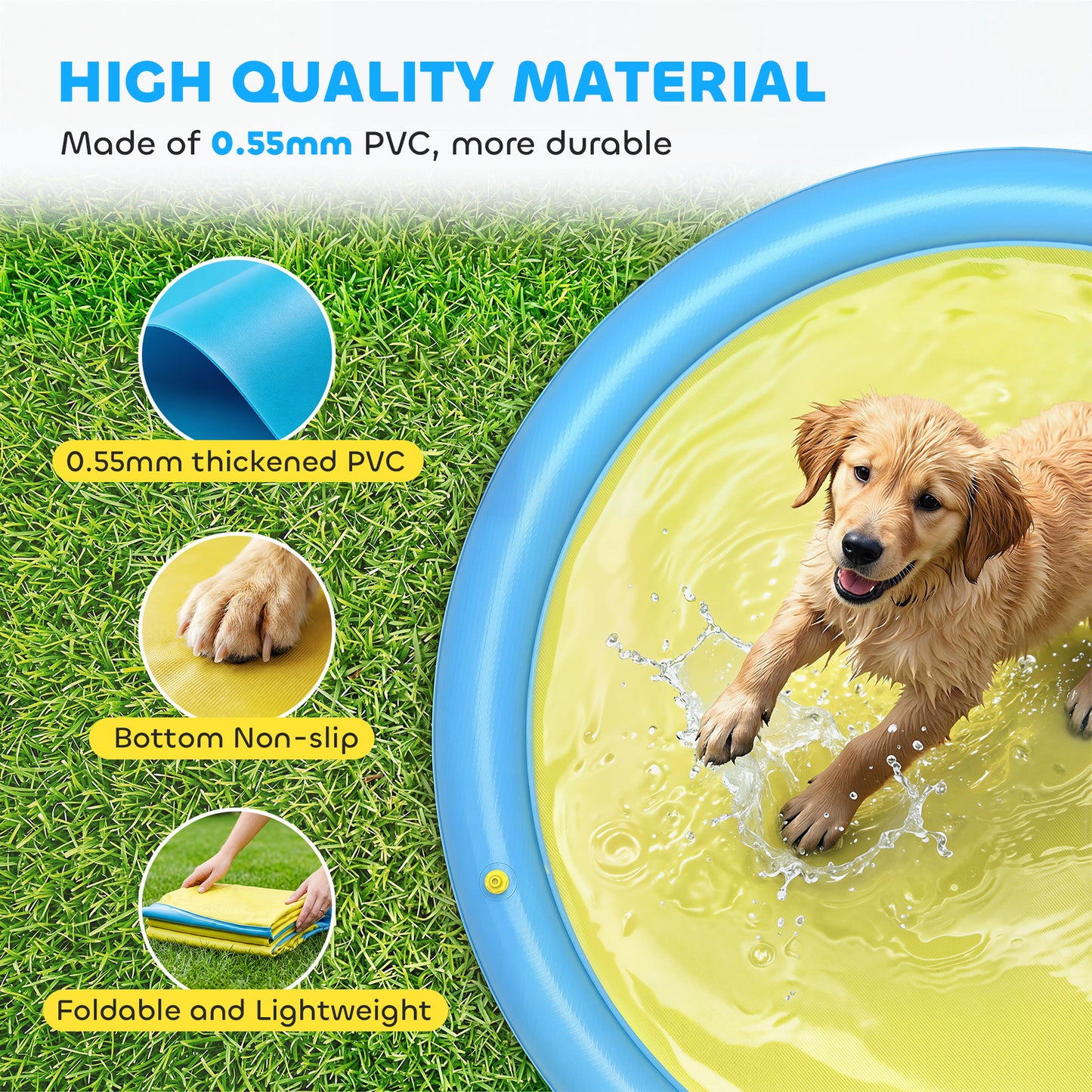 Dog Splash Pad for Pets Dog Bath Pool Water Game