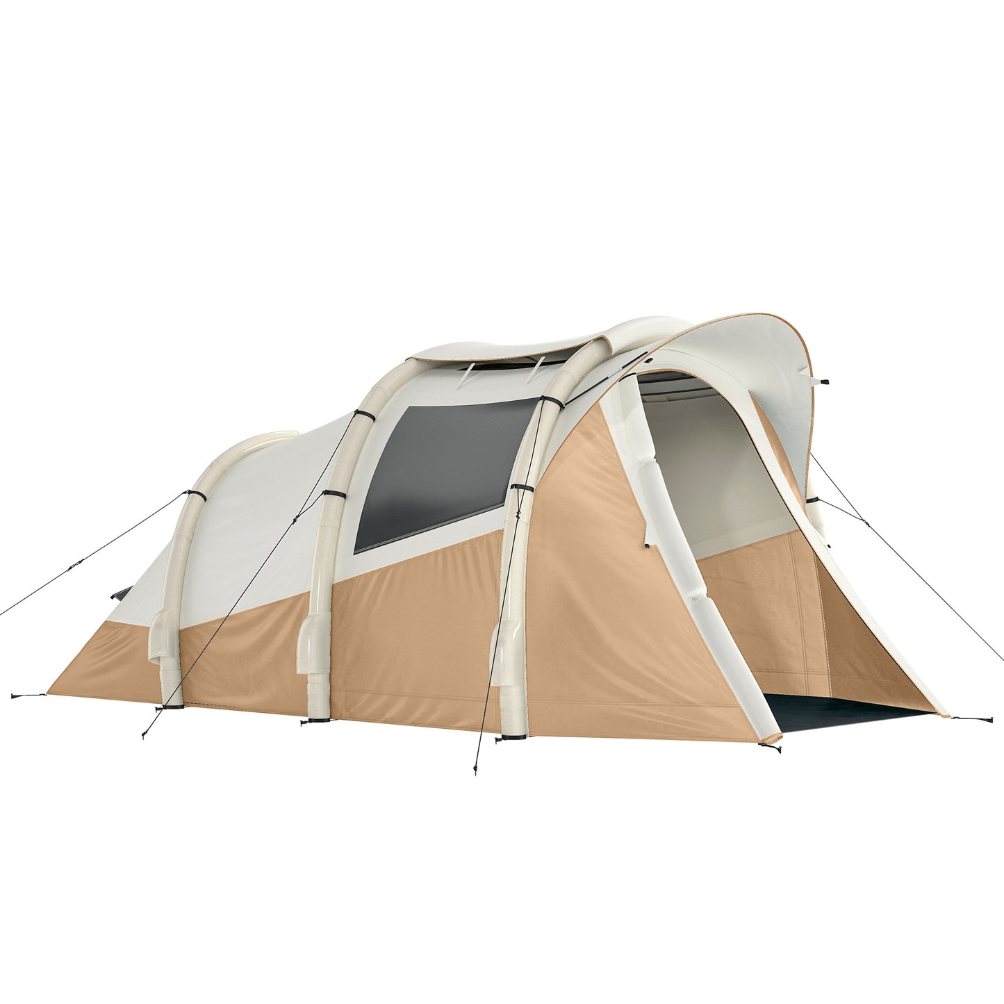 Inflatable Camping Tent w/ Air Pump, Easy Setup 2-3 Person Blow Up Tent, Khaki