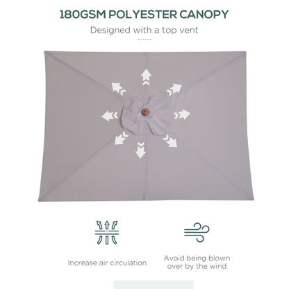 2m Tilting Wooden Pole Parasol - Grey