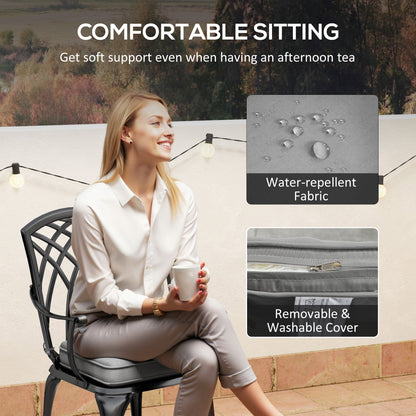 Three-Piece Cast Aluminium Bistro Set - Black