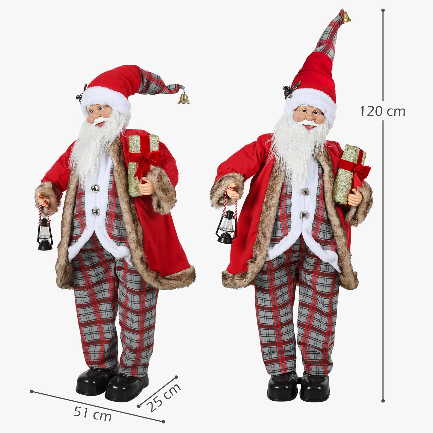 120cm Animated Santa Claus Figure, with Sound - Red
