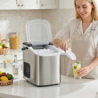 Ice Maker Machine Countertop, 9 Cubes Ready in 7 Mins, 12 KG in 24Hrs, 2 Sizes of Bullet, Self-Cleaning Ice Machine