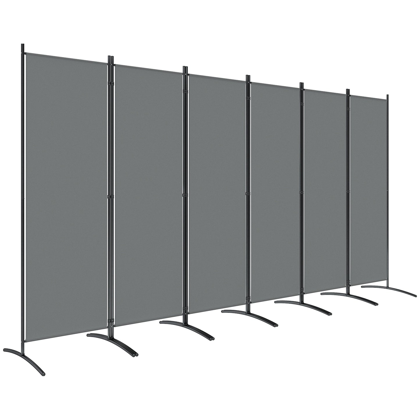 6 Panel Folding Room Divider Foldable Freestanding Garden Privacy Screen, 332 x 172 cm, Dark Grey