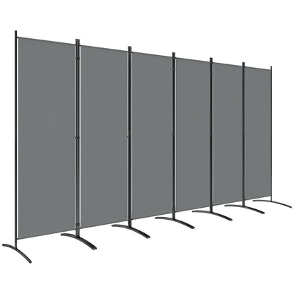 6 Panel Folding Room Divider Foldable Freestanding Garden Privacy Screen, 332 x 172 cm, Dark Grey