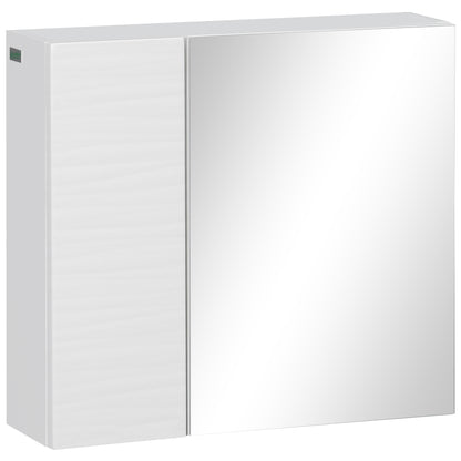 Bathroom Cabinet with Mirror, Double Door Wall Mounted Storage Cupboard Organizer with Adjustable Shelves, White