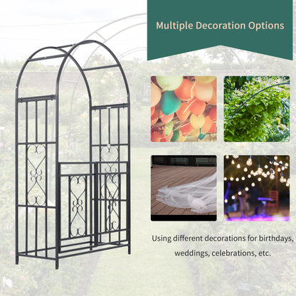 Outdoor Garden Arch with Double Gates, Metal Garden Arbor for Climbing Plants, Roses, Vines, Wedding Arch for Outdoor