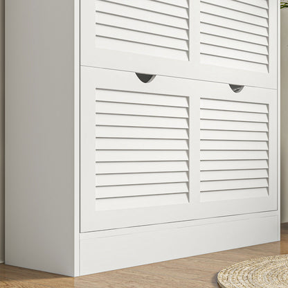 2 Drawers Entryway Shoe Cabinet, Narrow Shoe Storage Cabinet with 2 Flip Drawers