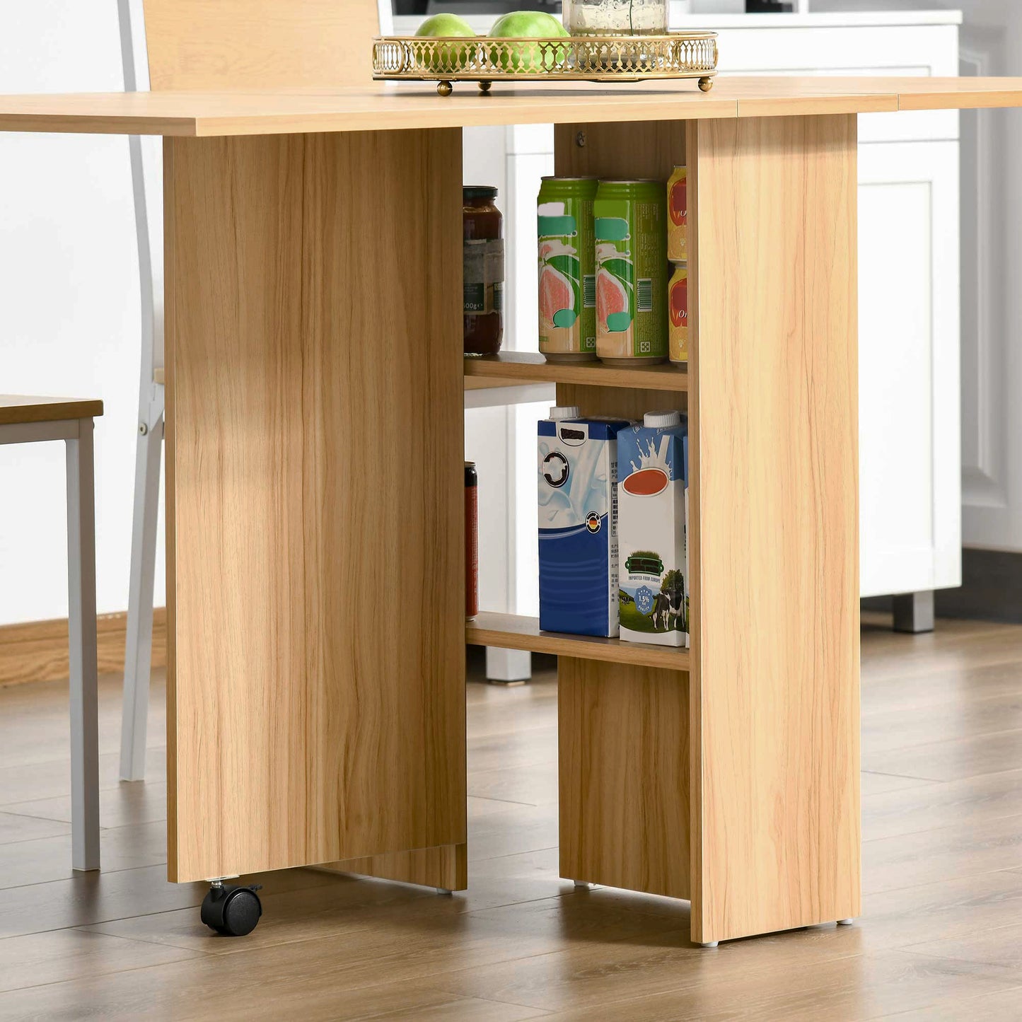 Folding Drop-Leaf Dining Table with Storage – Teak