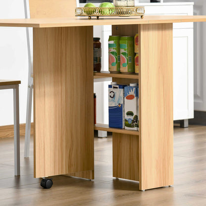 Folding Drop-Leaf Dining Table with Storage – Teak