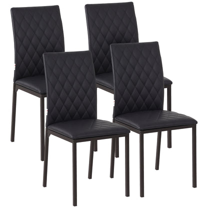 Modern Dining Chairs Upholstered Faux Leather Accent Chairs with Metal Legs for Kitchen, Set of 4, Black