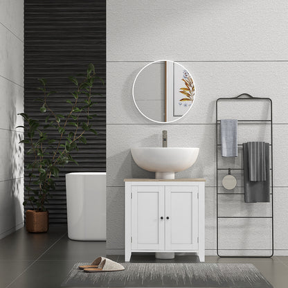 Under Sink Cabinet, Bathroom Sink Cabinet with 2 Doors, Pedestal Under Sink Design, Freestanding Bathroom Cupboard