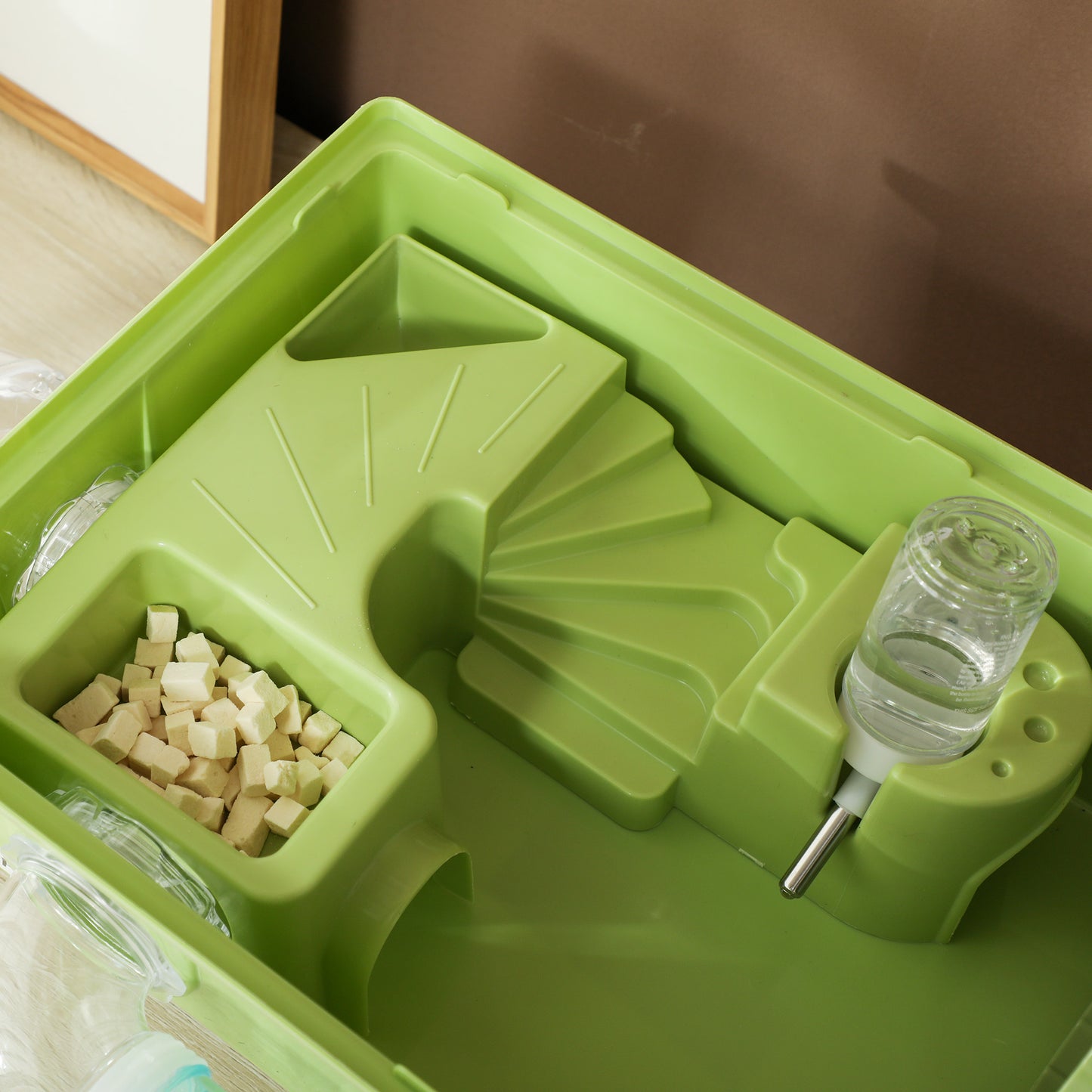 3-Tier Hamster Cage with Transparent Top, Sand Bathroom, Exercise Wheel, Hideout Room, Tubes, 45 x 28 x 60 cm, Green