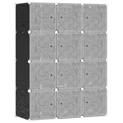 Portable Wardrobe for Bedroom, 12 Cube Closet with 2 Hanging Rails, Modular Storage Cabinet