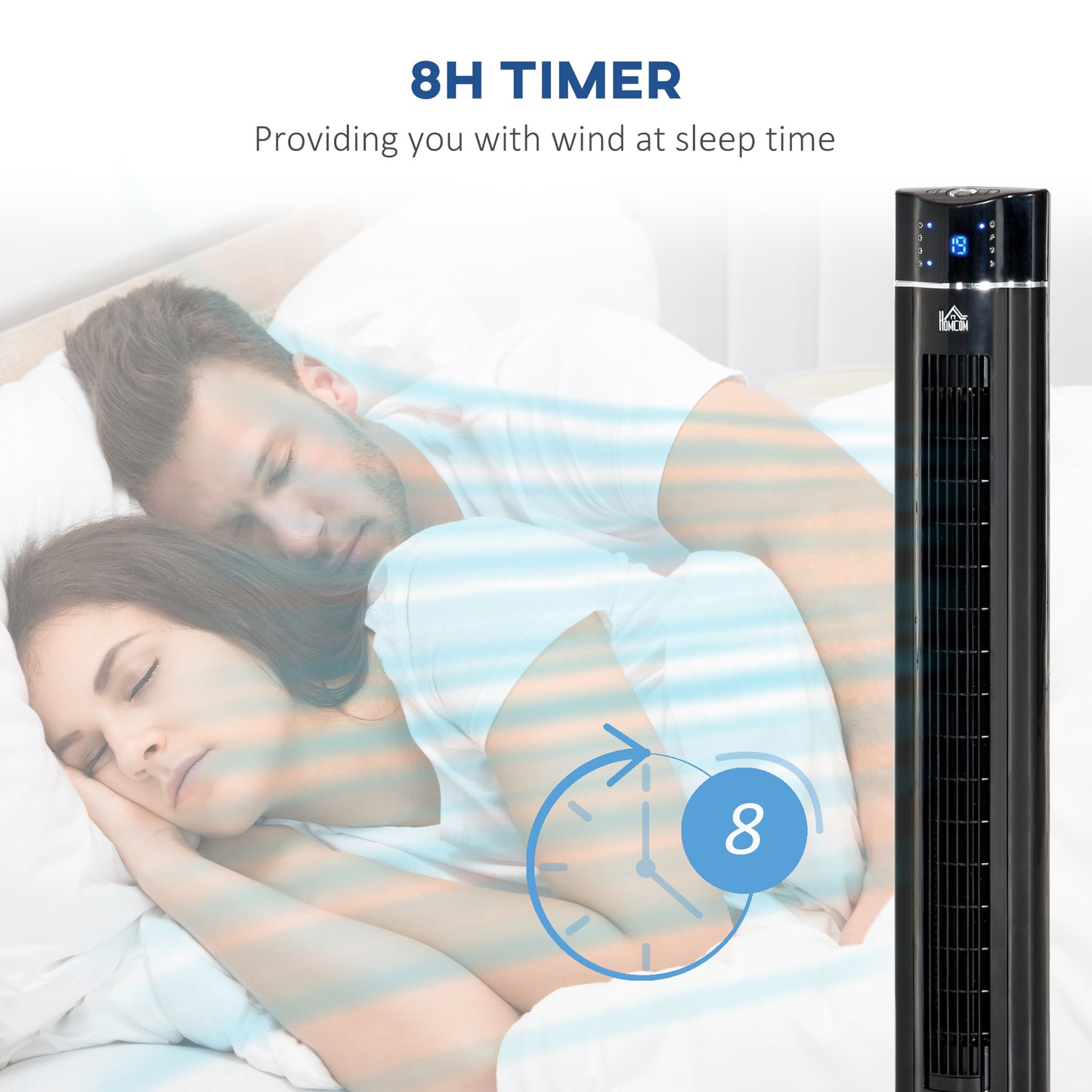 Anion Tower Fan for Bedroom, 42 inch, 6 m/s Powerful Velocity, Standing Floor Fan with 60° Oscillating, 3 Modes, 3 Speeds