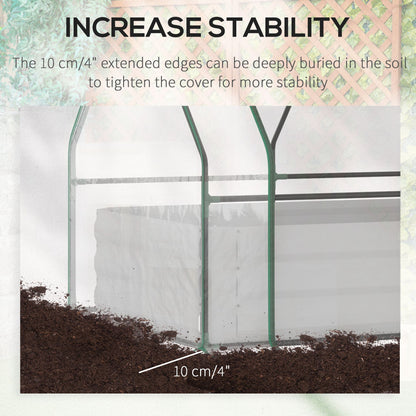Raised Garden Bed with Greenhouse, Steel Planter Box with Plastic Cover, Roll Up Window, Dual Use for Flowers, Vegetables