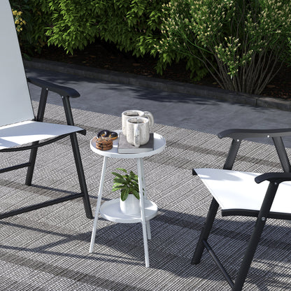 Two-Tier Metal Garden Table - White