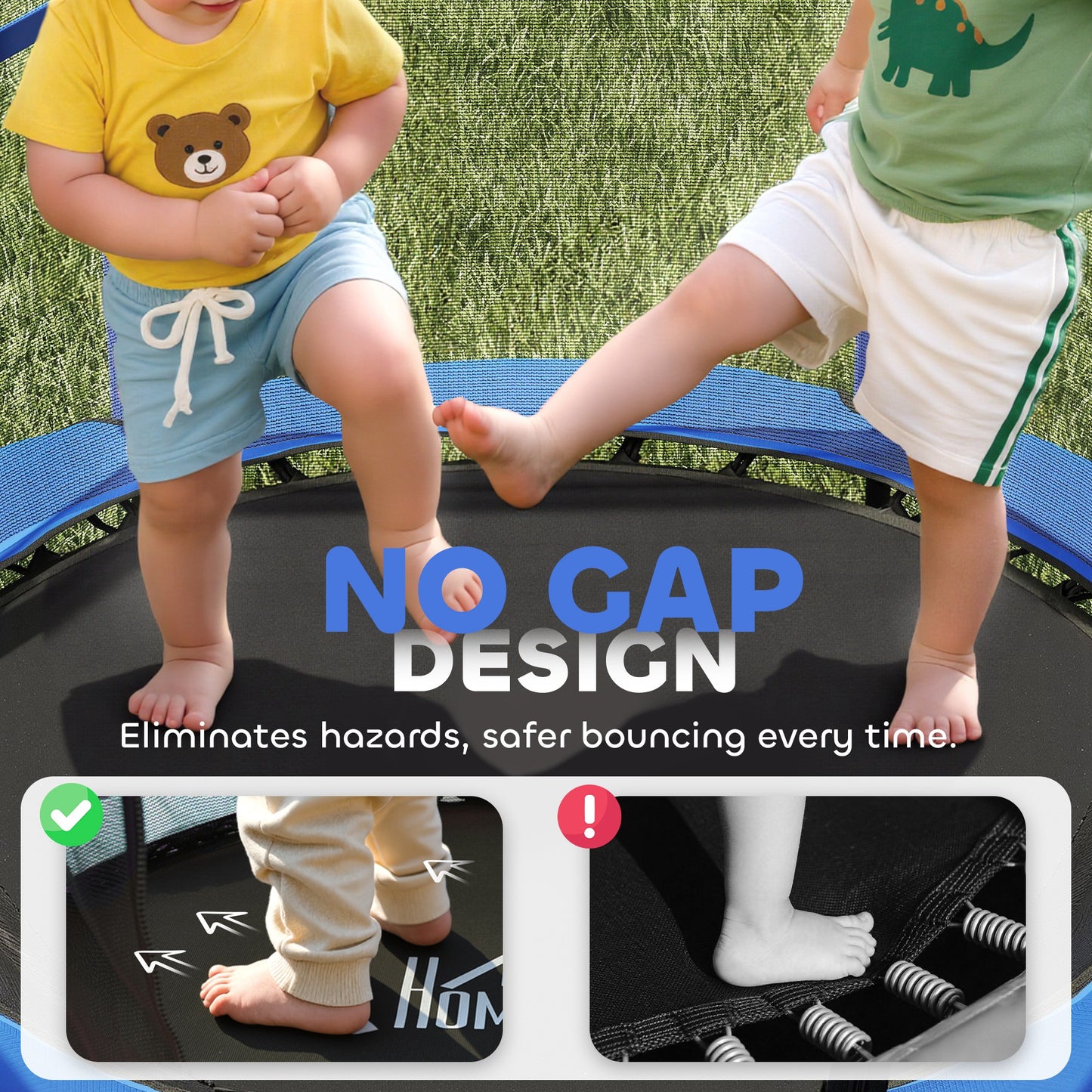 4.6FT/55" Kids Trampoline with Enclosure Net, Outdoor Indoor Use, for Ages 3-10 Years, Blue