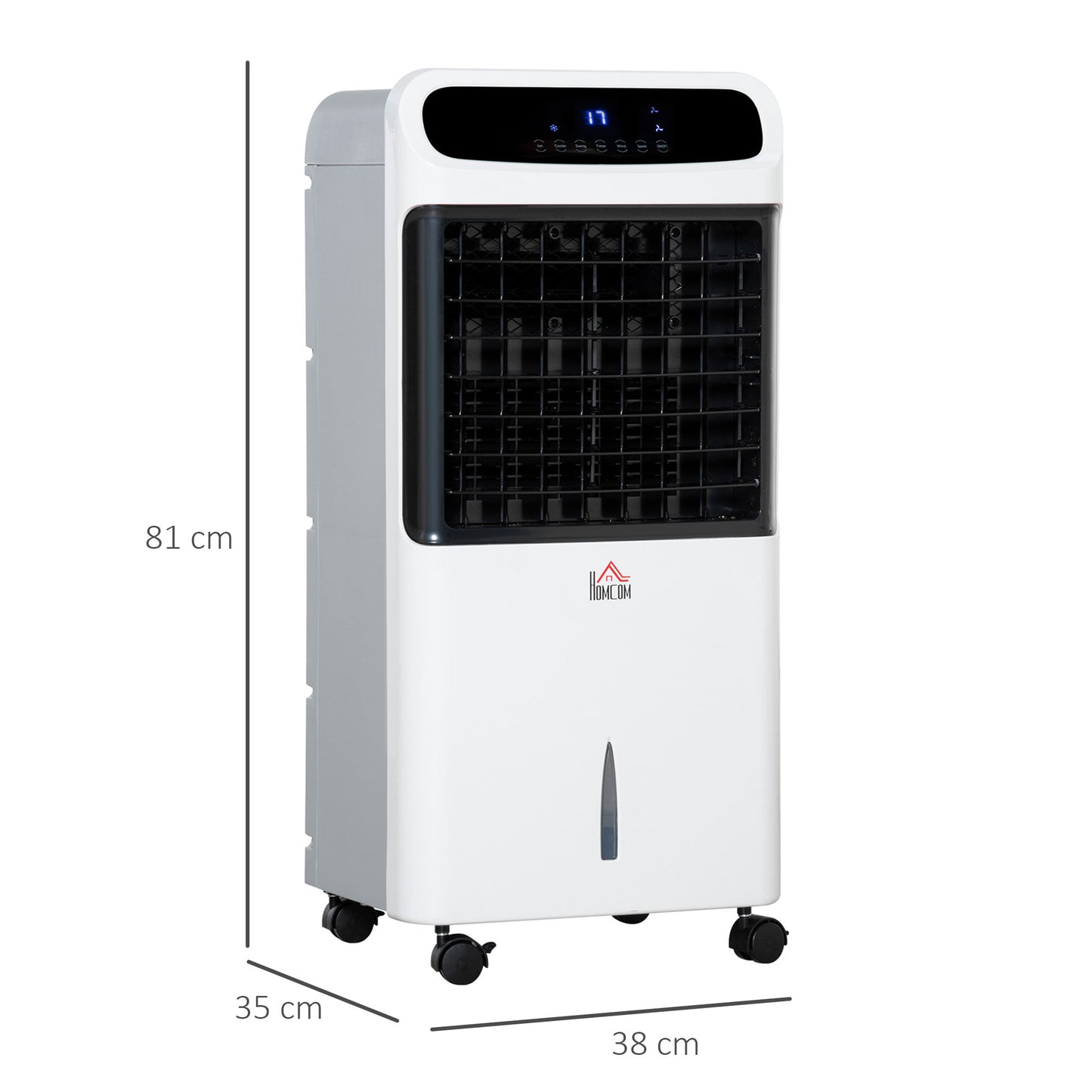 Mobile Air Cooler, 12L Tank Evaporative Ice Cooling Fan Water Conditioner Humidifier Unit with 3 Modes, 3 Speed, Remote
