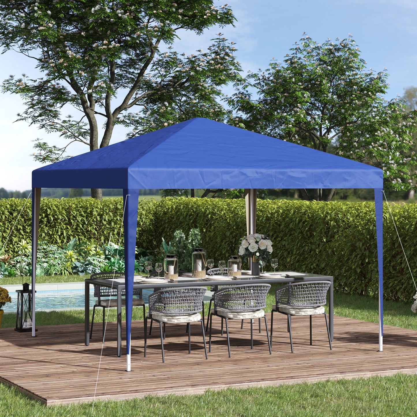3 x 3M Garden Pop Up Gazebo Height Adjustable Marquee Party Tent Wedding Canopy with Carrying Bag, Blue