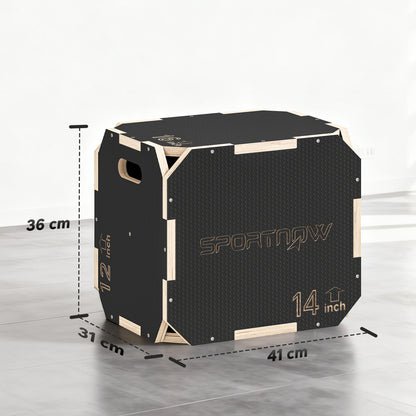 Non-Slip Plyo Box, Corner-free Wooden Jump Box, 31 x 36 x 41 cm