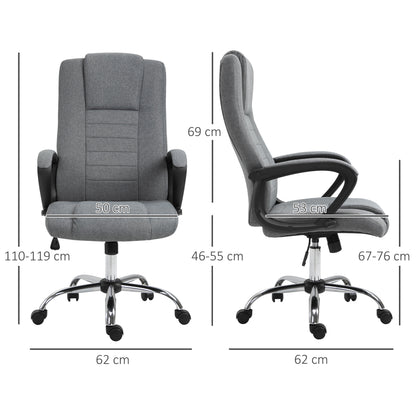 Linen-Look Swivel Office Chair - Dark Grey