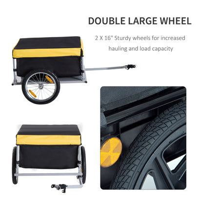 Two-Wheel Bicycle Large Cargo Wagon Trailer Oxford Fabric, Folding Storage, & Removable Cover, Yellow