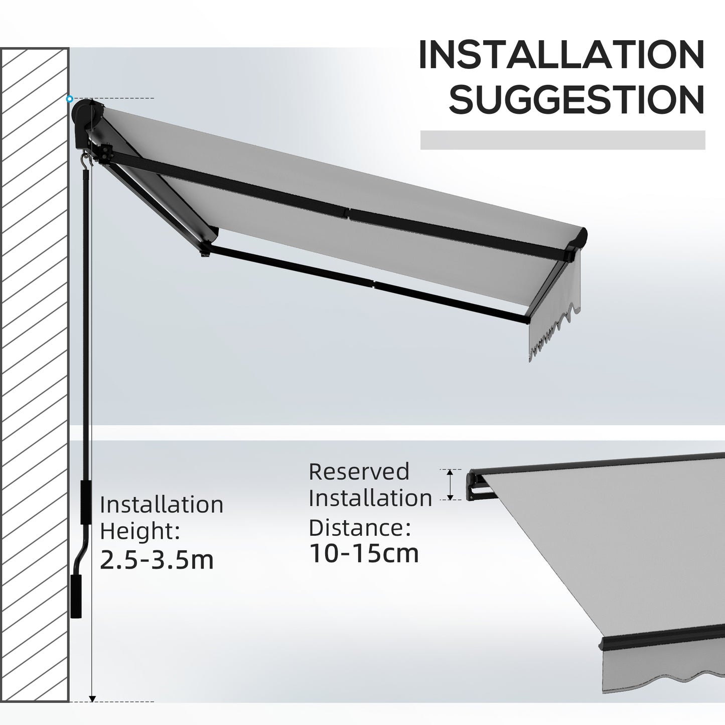 Electric Awning with Aluminium Frame and Remote Control, 3 x 2m, Light Grey