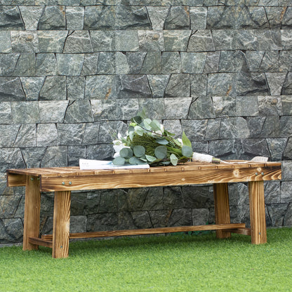1 Piece 2-seater Outdoor Indoor Wooden Garden Bench Fir Patio Loveseat, 110L x 38W x 35Hcm, Carbonised