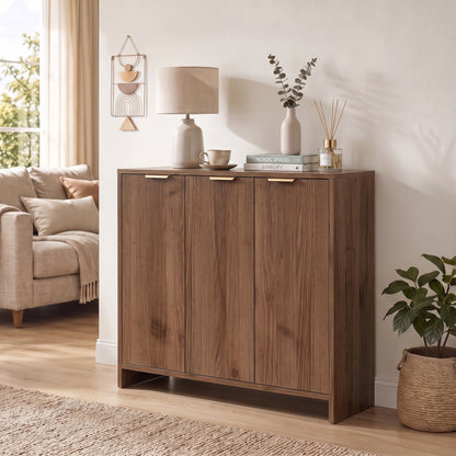Sideboard Cabinet, Modern Storage Cabinet with 3 Doors and Adjustable Shelves for Living Room, Dining Room, Brown