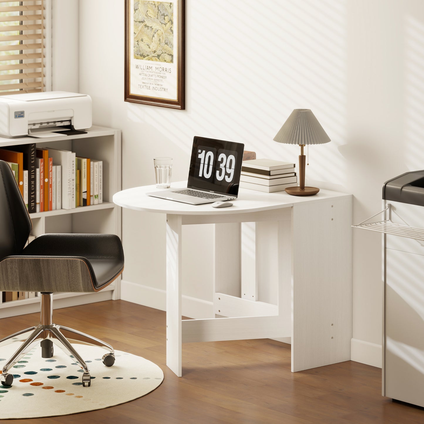 Folding Dining Table, Drop Leaf Table for Small Spaces, Oval Tabletop for Dining Room, Ash Wood-Effect