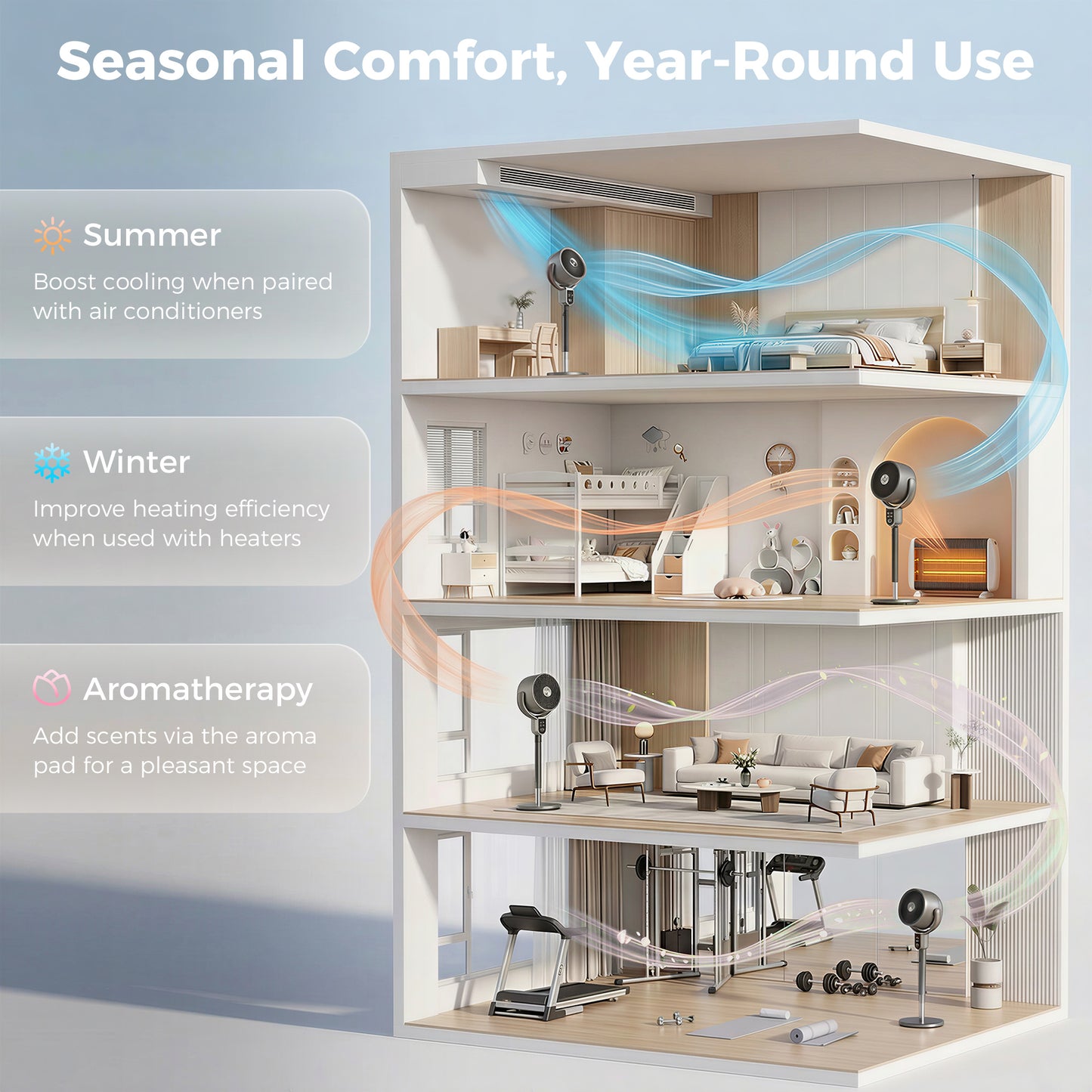 20 dB Silent Standing Fan for Bedroom, 42" Pedestal Fan with Remote, 90° Oscillating, 8 Speeds, Remote Control, Grey