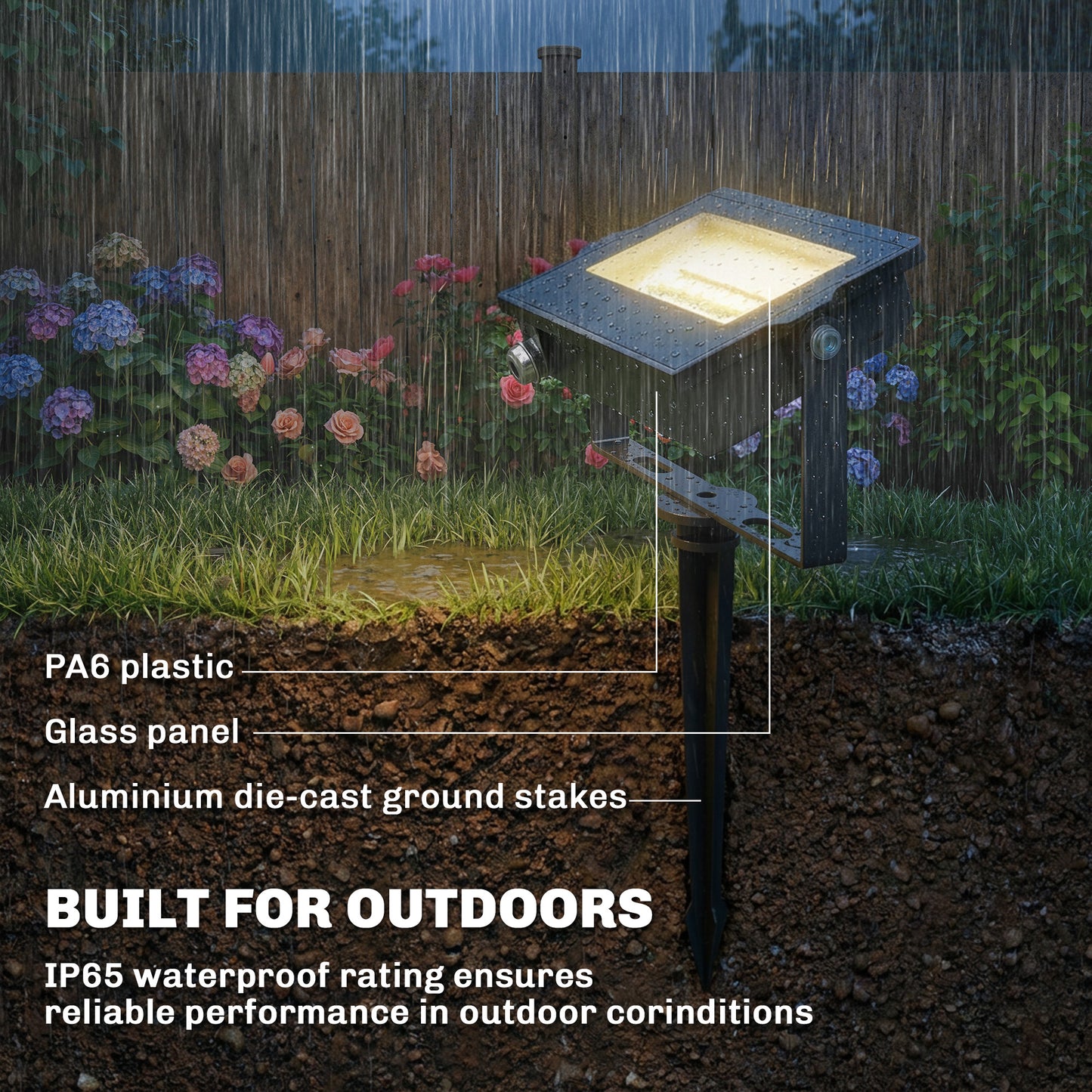 32W LED Floodlights, Linkable 4-Pack Landscape Lighting with Remote Control, RGB Colour Changing, UK Plug, Black