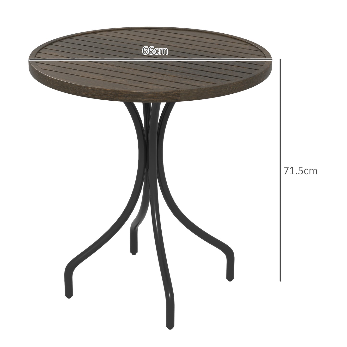 Φ66cm Galvanised Steel Garden Table - Brown