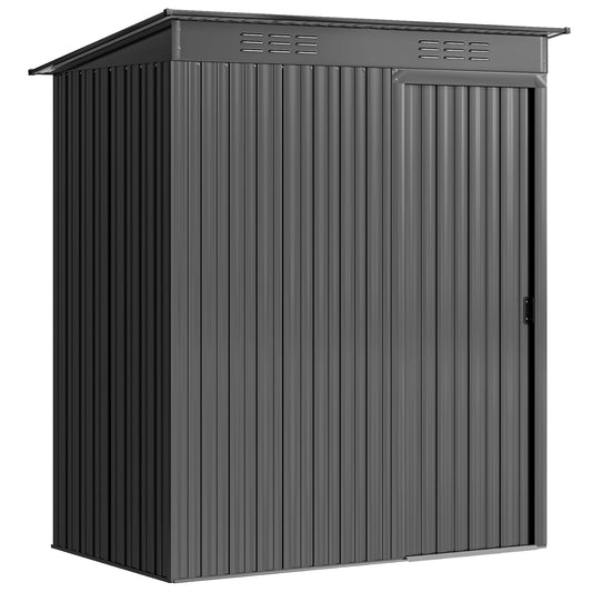 5 x 3.5ft Metal Garden Storage Shed with Effortless Assembly and 2 Pairs of Gloves, Waterproof Outdoor Shed, Dark Grey