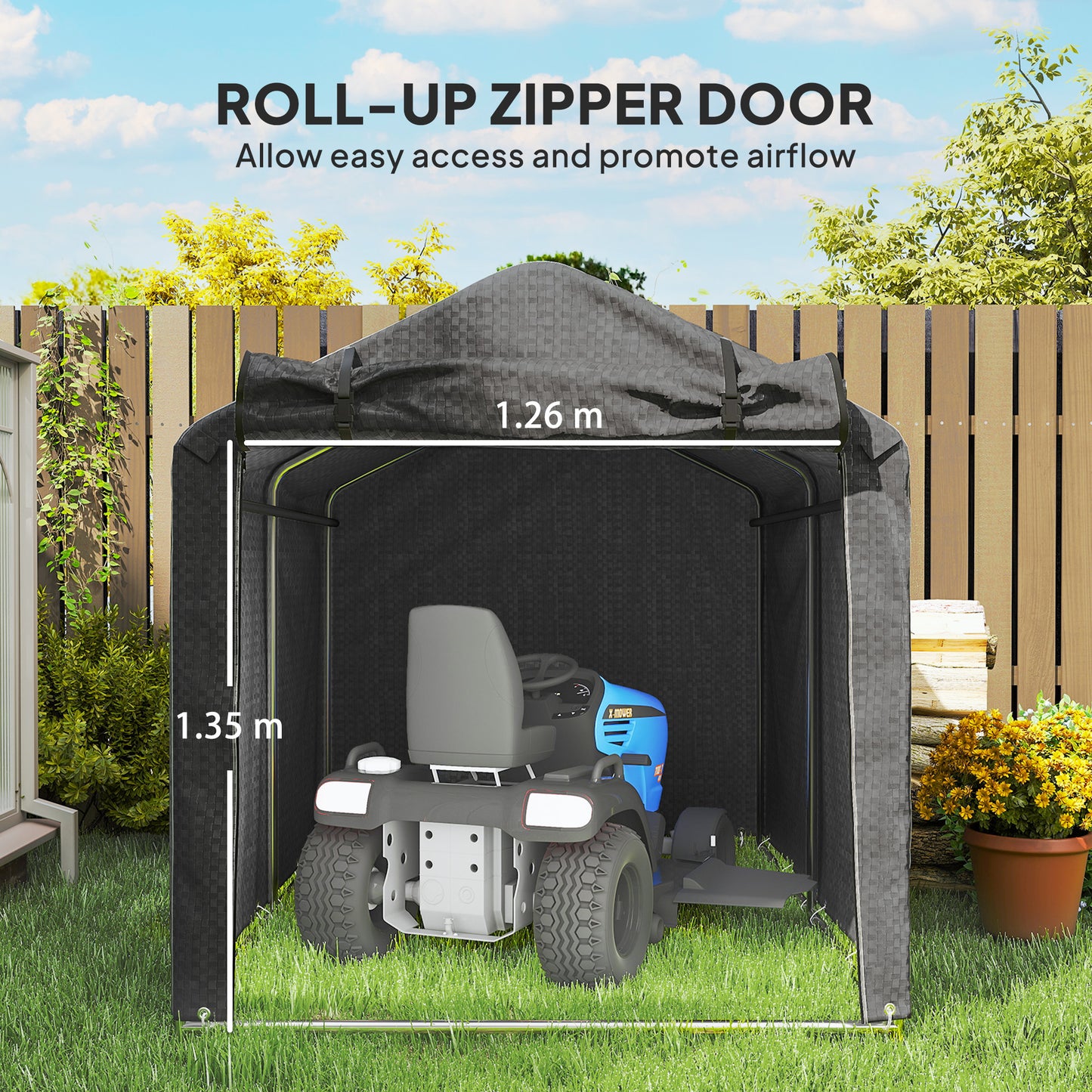 2.2 x 1.6 m Garden Storage Tent, Waterproof Anti-UV Bike Tent with Roll-up Zipper Door