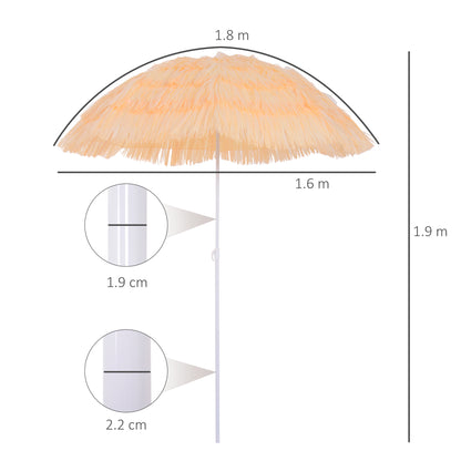 1.6m Patio Garden Hawaii Beach Sun Umbrella Sunshade Hawaiian Folding Tilting Crank Parasol (Wheat)