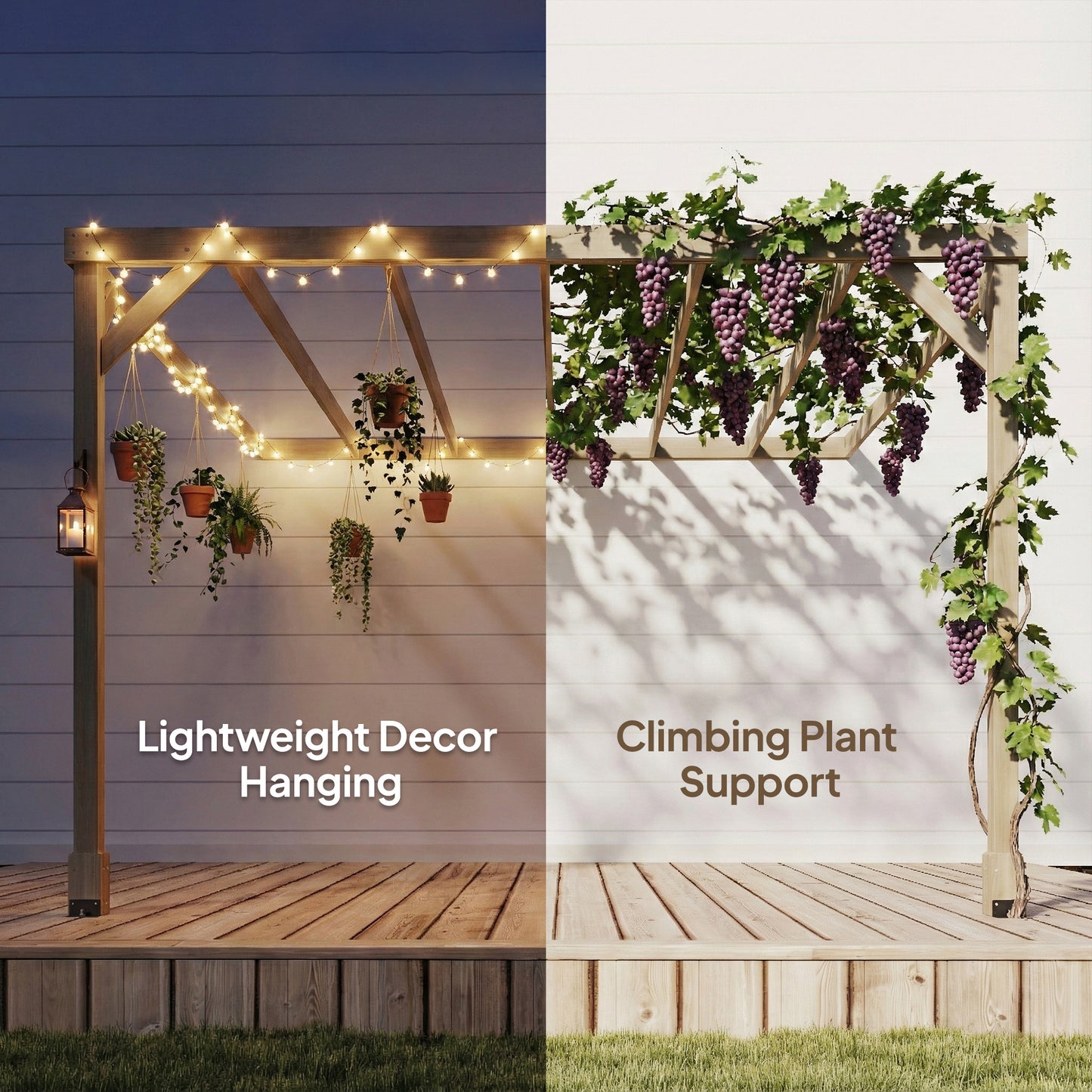 Lean-To Wooden Pergola Kit, Decorative Garden Gazebo with Stable Structure and Concrete Anchors, 3 x 3 m, Light Brown